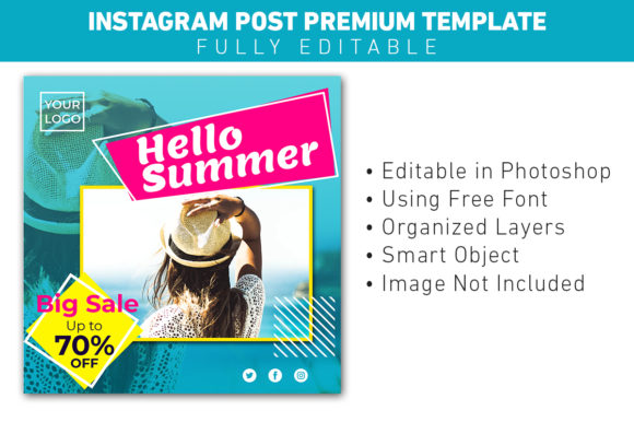 Capturing Summer Vibes: Instagram Post Hello Summer Template