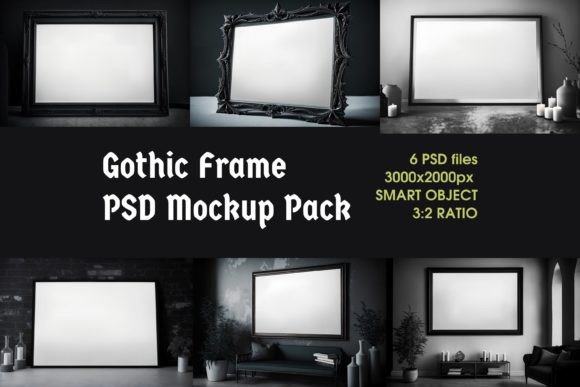 Elevate Your Art: Gothic Frame PSD Mockups