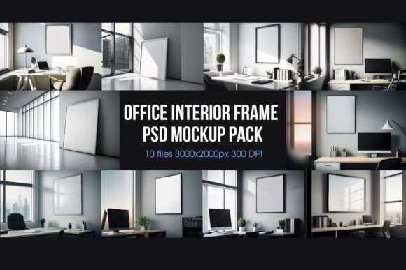Elevate Your Portfolio with Office Interior Frame PSD Mockups