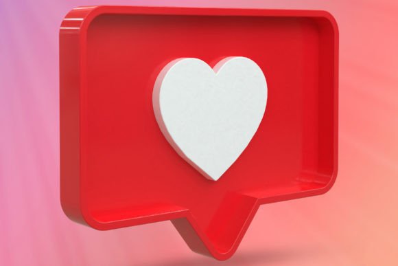 Instagram Love Icon in 3D Speech Bubble: A Modern Asset