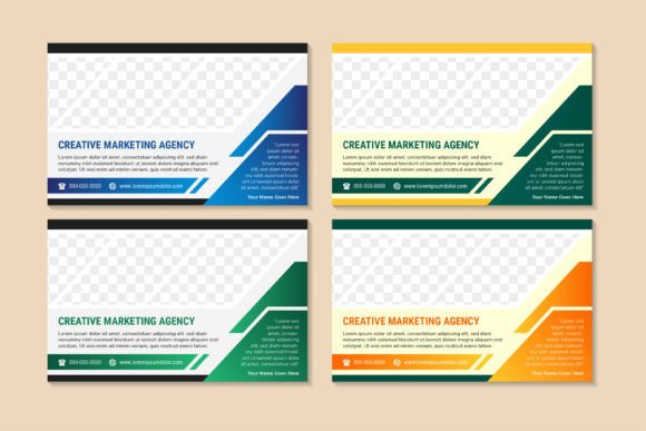 Marketing Agency Horizontal Banner: Modern Geometric Design