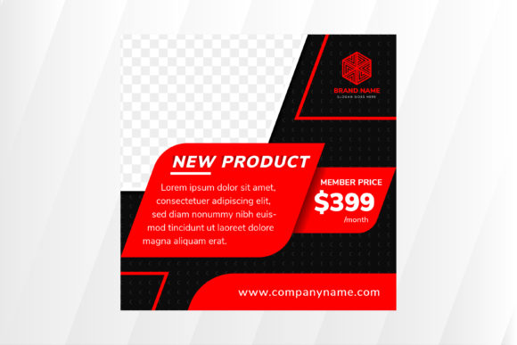 Red Black Square Banner: Bold Social Media Promotion Template