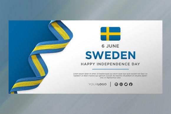 Sweden National Day Banner: A Modern Template for June 6th